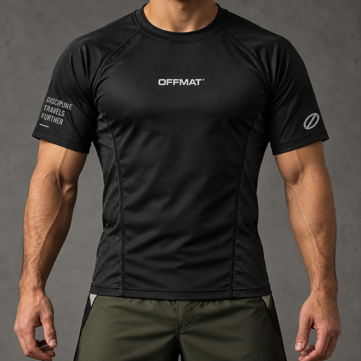 Rashguard OFFMAT de manga corta negra, para entrenar No-Gi