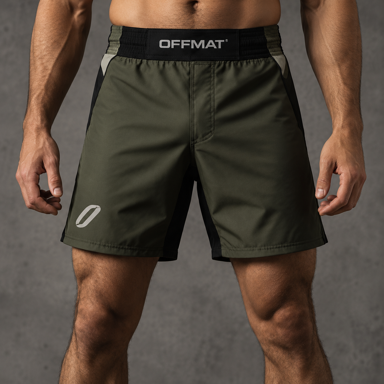 Pantalones cortos para grappling OFFMAT de color verde oliva